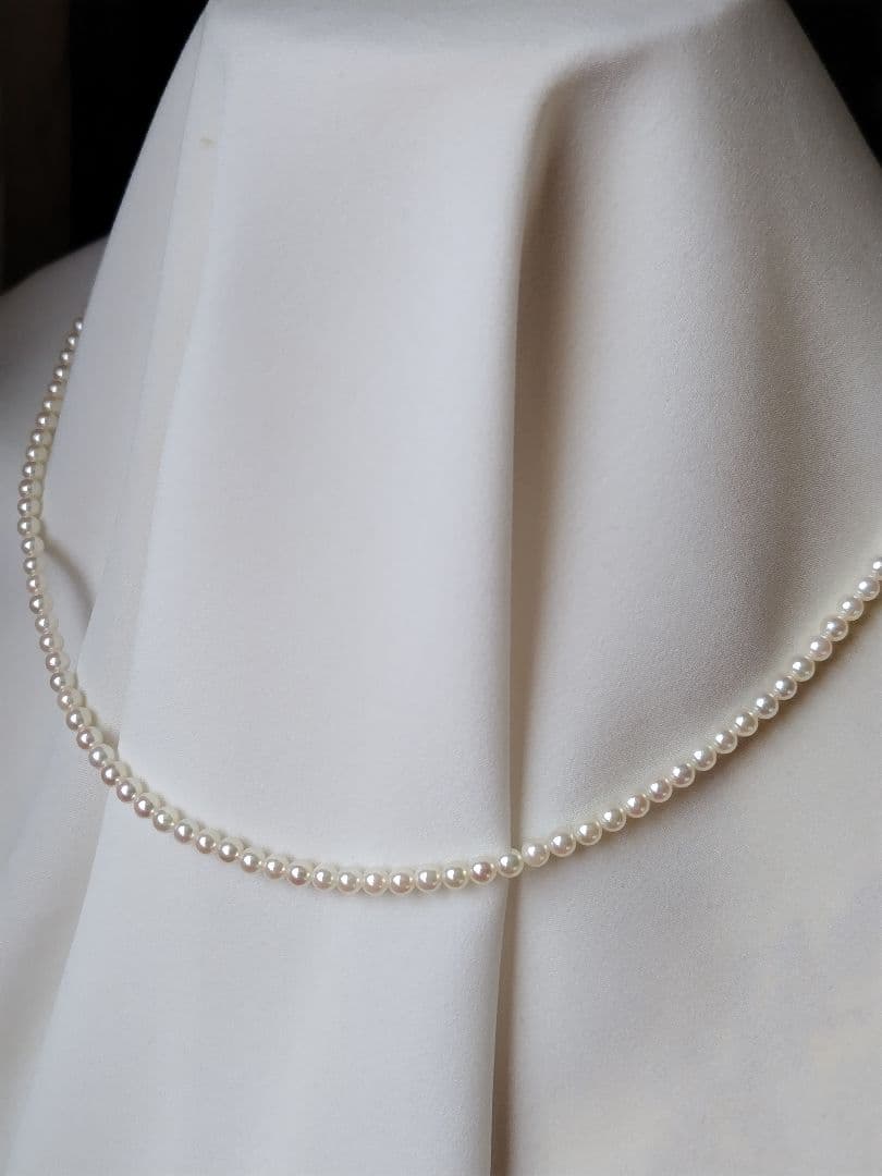 K18WG スライド式アジャスター付き アコヤ真珠ベビーパールネックレス