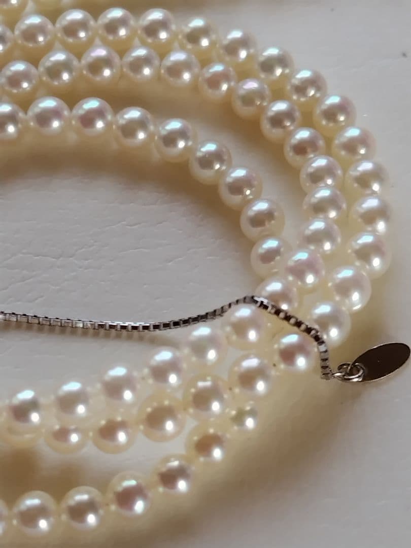 K18WG スライド式アジャスター付き アコヤ真珠ベビーパールネックレス