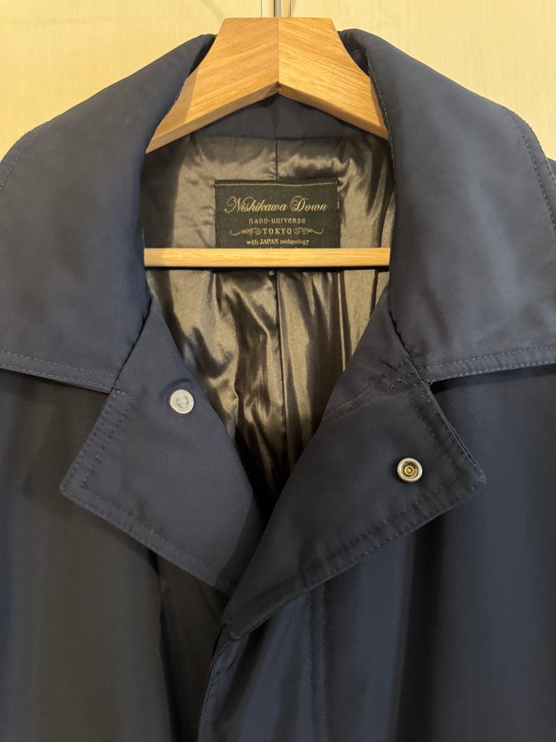 ナノユニバース 西川ダウン(R) ステンカラーダウンコート ネイビー XL