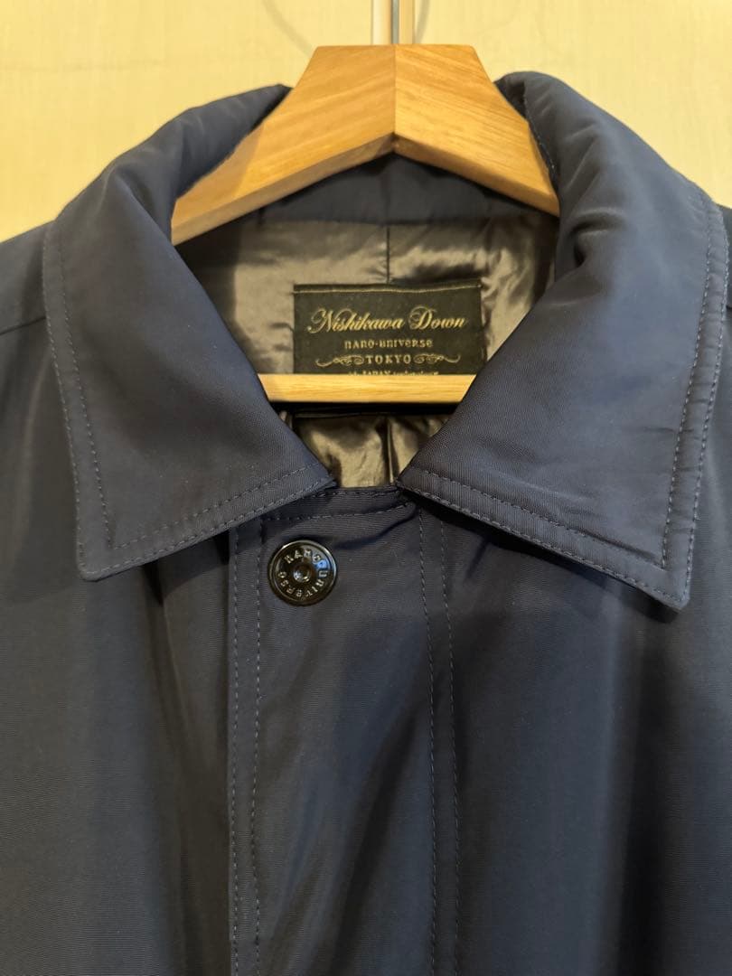 ナノユニバース 西川ダウン(R) ステンカラーダウンコート ネイビー XL