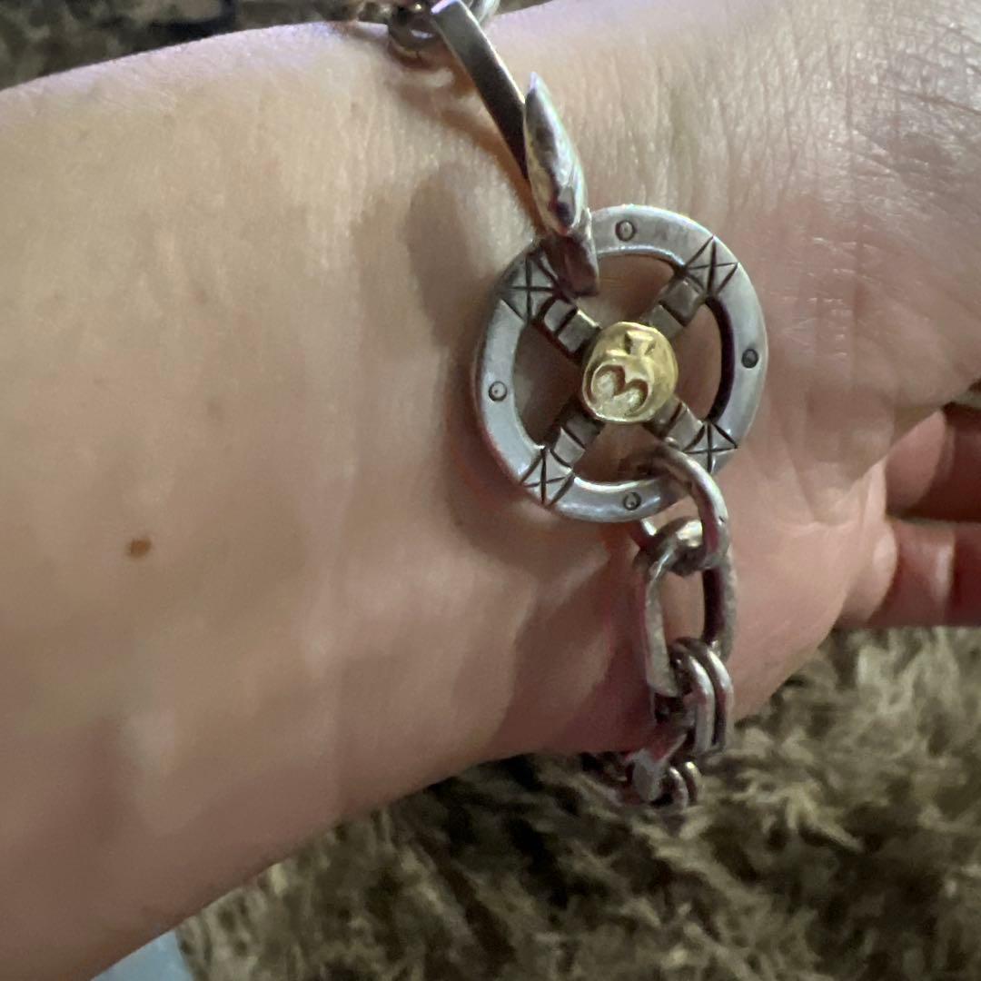 k18ホイール、イーグルフック付きmotoチェーンリンクブレスレット