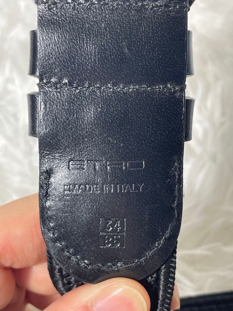 ETRO エトロ 編み込み 本革　レザーメッシュベルト ブラック イタリア製