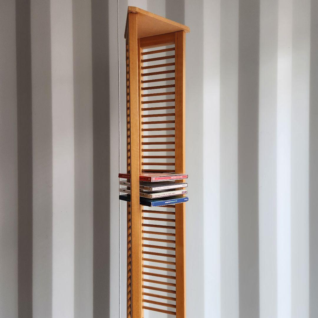希少 ヴィンテージ 木製　CDラック CDタワー 128.5cm 天然木