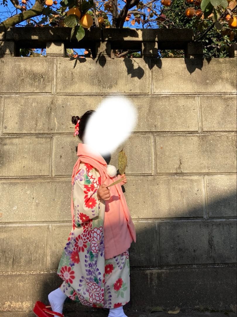 k*k様 七五三 3歳 女の子 着物 被布　セット 襦袢 草履 髪飾り