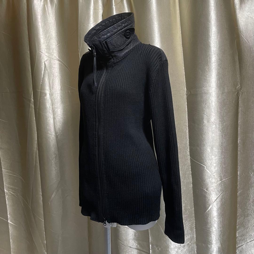 ミリタリージャケット ニット 山羊革 ダークコア y2k