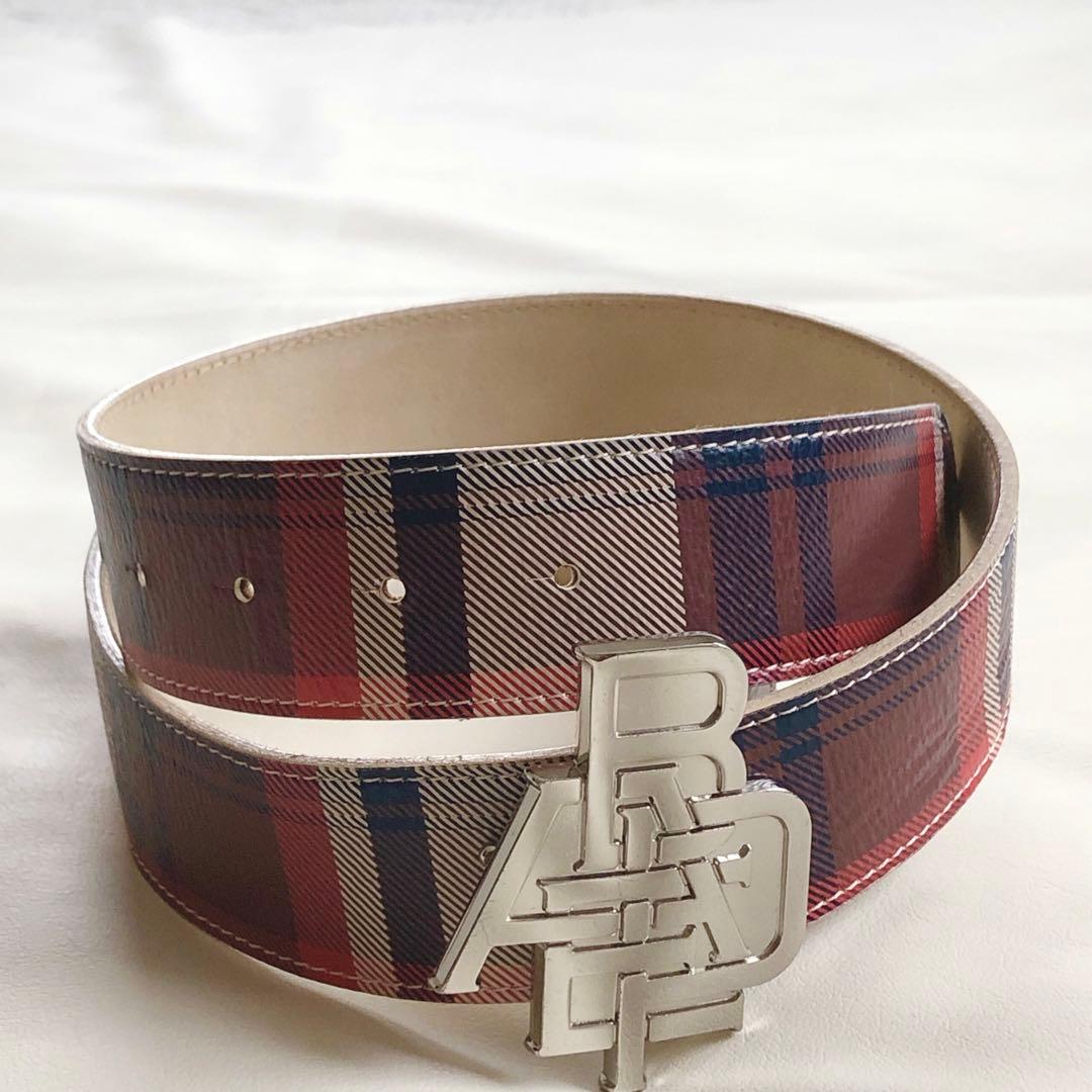 A BATHING APE チェック柄 ベルト 日本製 メタルバックル L