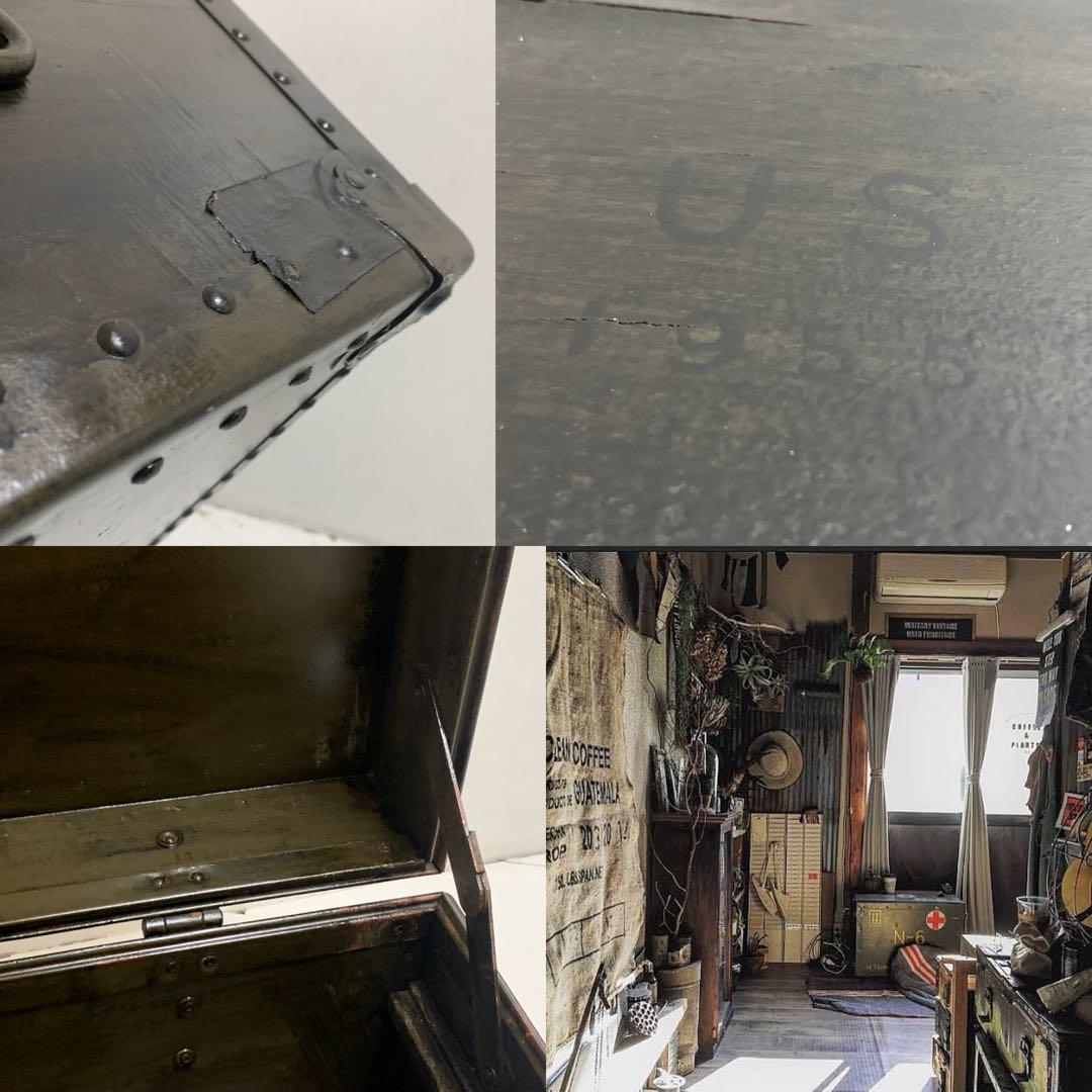 US VINTAGE 50s US ARMY 1955 ミリタリーボックス 黒P