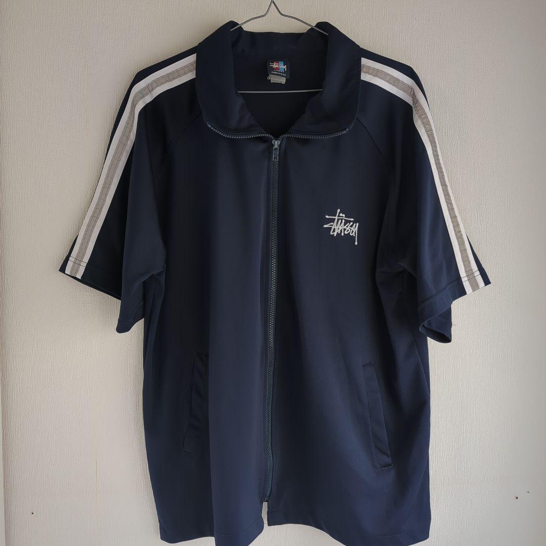 STUSSY ジャ―ジ 半袖 美品 ネイビー USA製 Lサイズ STUSSY