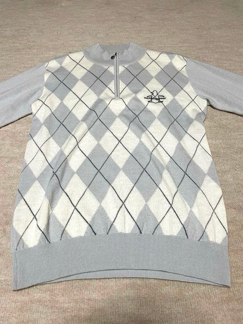 Munsingwear 赤 チェック柄 ニット ゴルフウェア 2枚セット