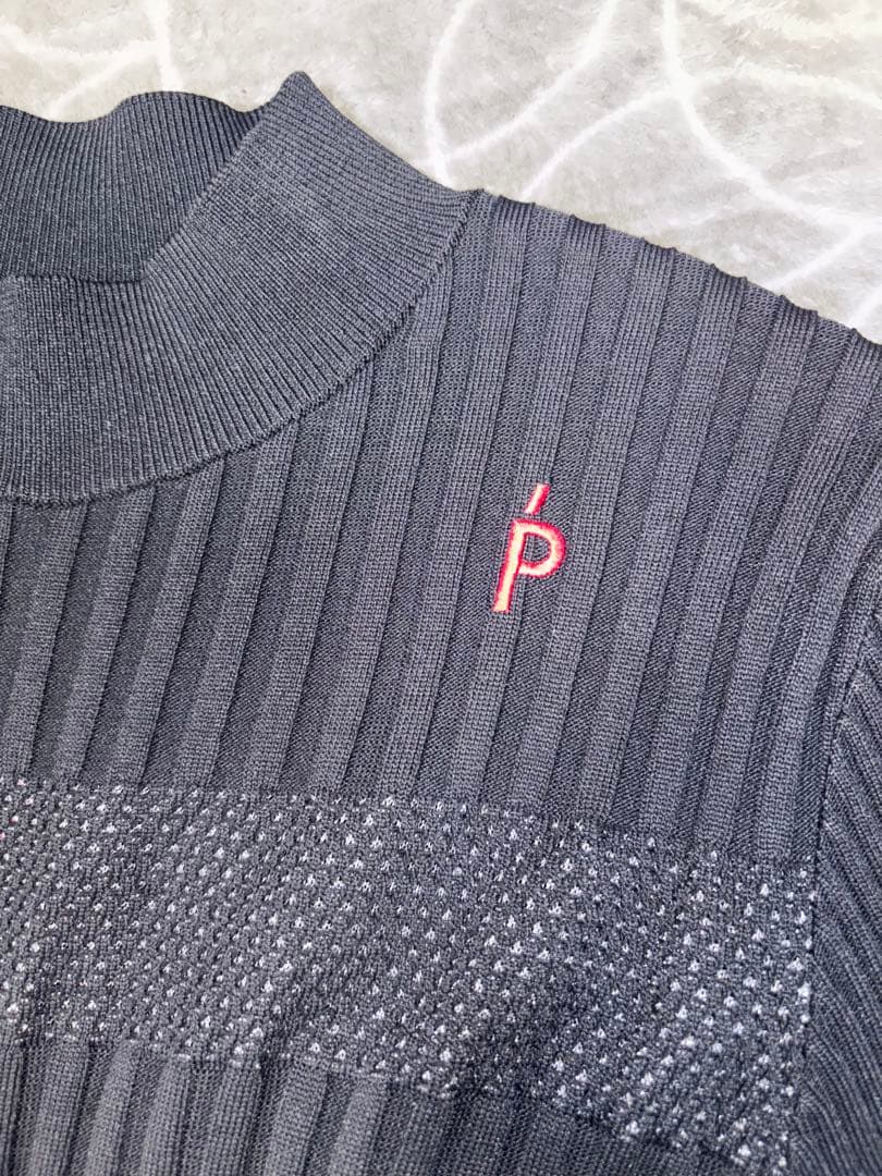 （美品）パーリーゲイツ、モックネック、ニットワンピース、ブラック色、サイズ1