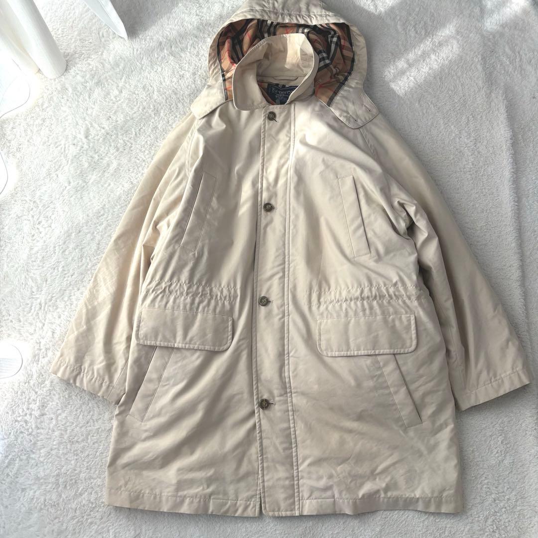 貴重 バーバリー ダウン80％ ライナー付き フーデッドコート ノバチェック