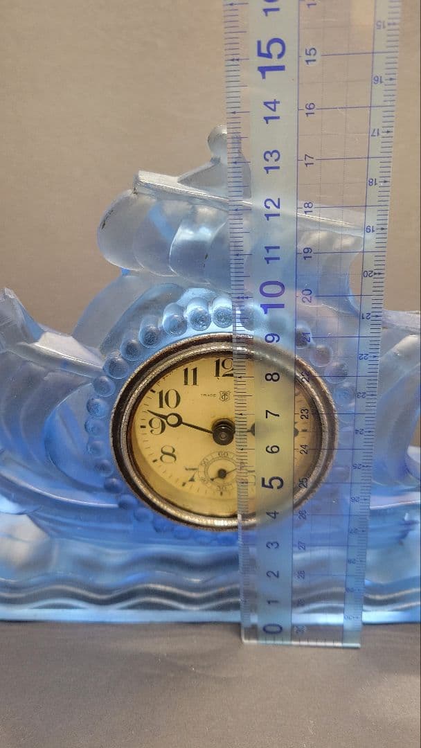 精工舎 硝子ビー 昭和初期 船型青色ガラスヴィンテージ 置時計 アンティーク