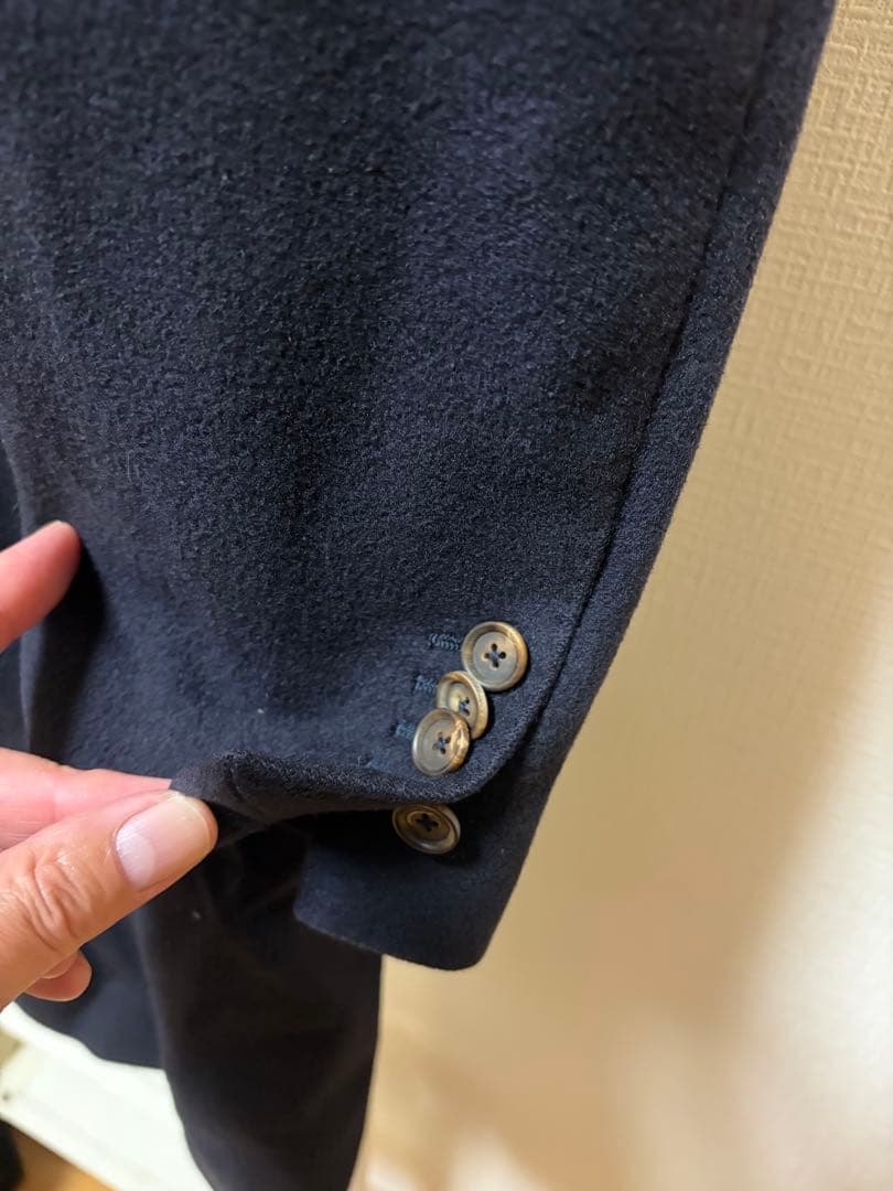 LARDINI チェスターコート ネイビー50 ブートニエール付