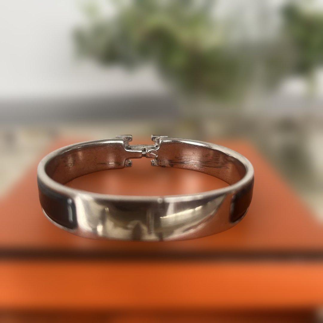 HERMES シルバー ブラウン バングル