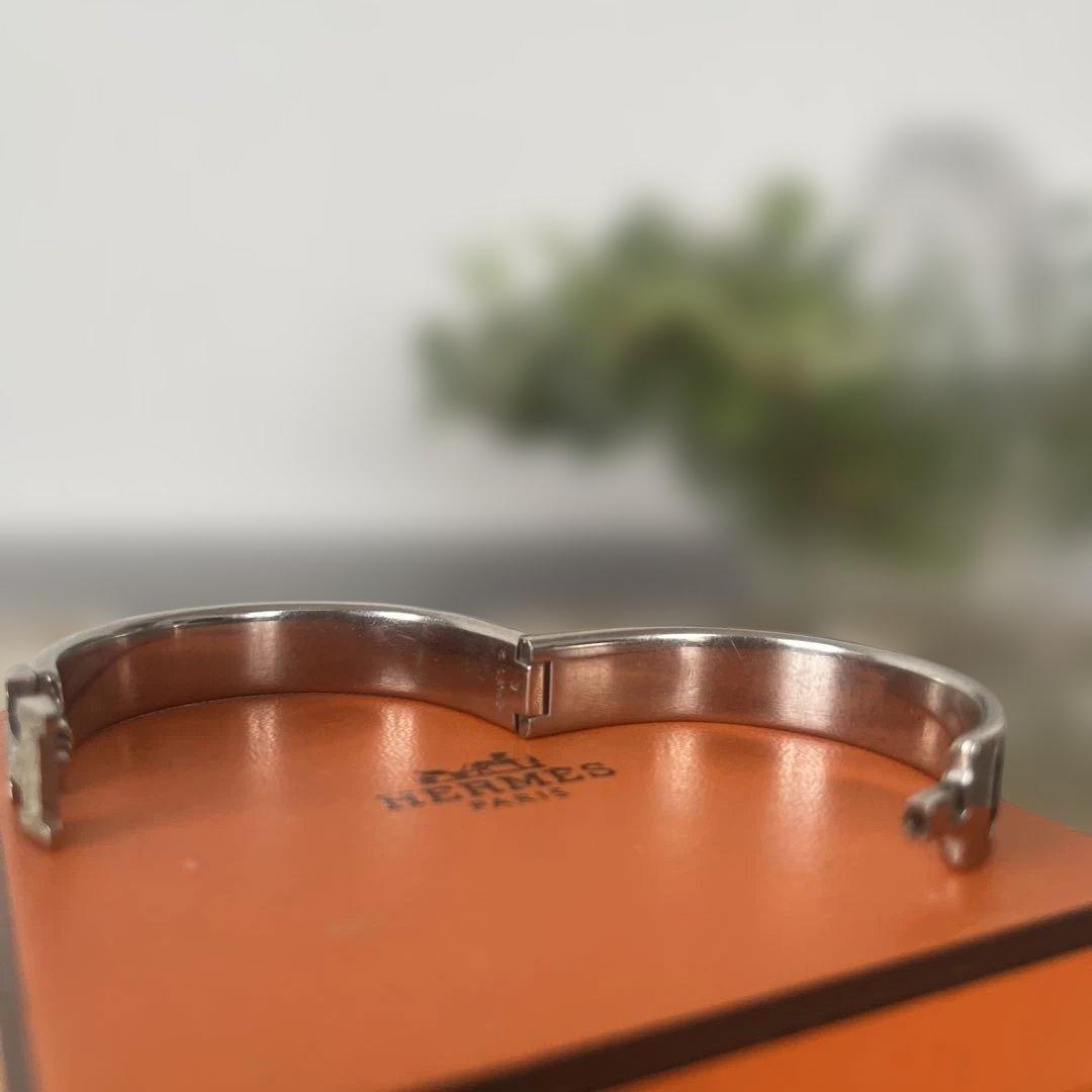 HERMES シルバー ブラウン バングル
