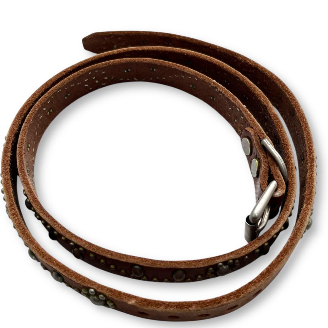 HTC スタッズベルト ナローベルト レザーベルト フラワー装飾