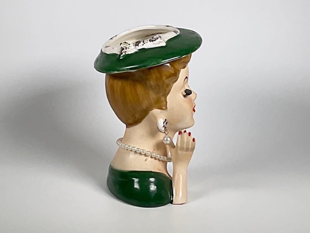 60sヴィンテージ レディヘッドベース　陶器　花瓶　LEE WARDS　日本製