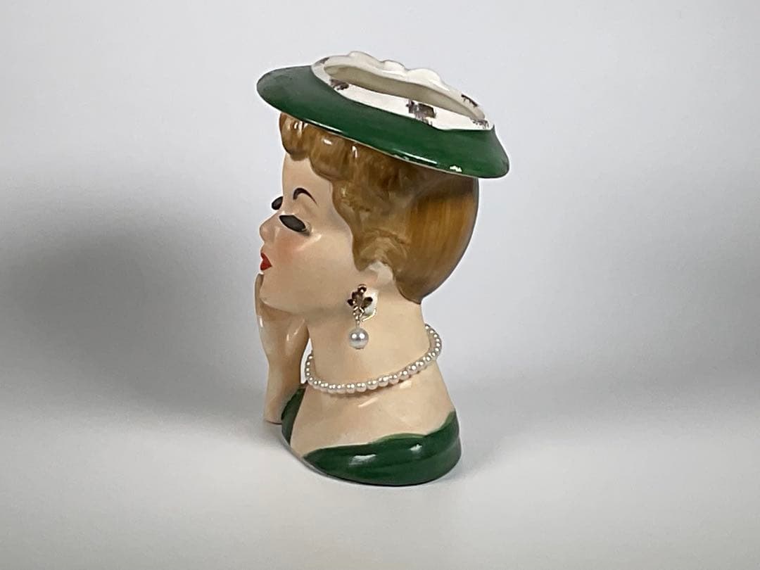 60sヴィンテージ レディヘッドベース　陶器　花瓶　LEE WARDS　日本製