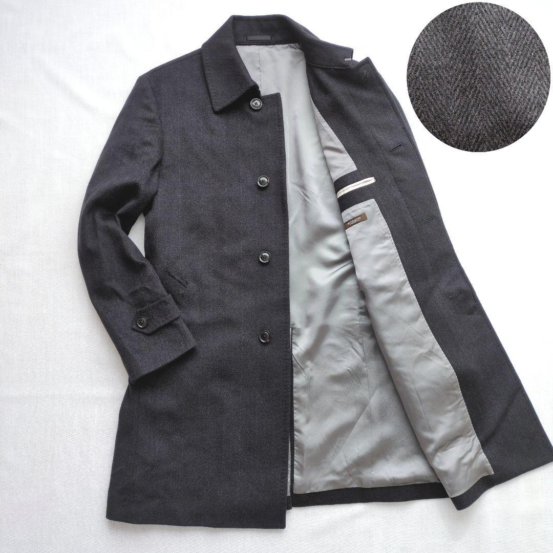 Mitsumine　カシミヤ100%　ステンカラーコート　ヘリンボーン　Mサイズ