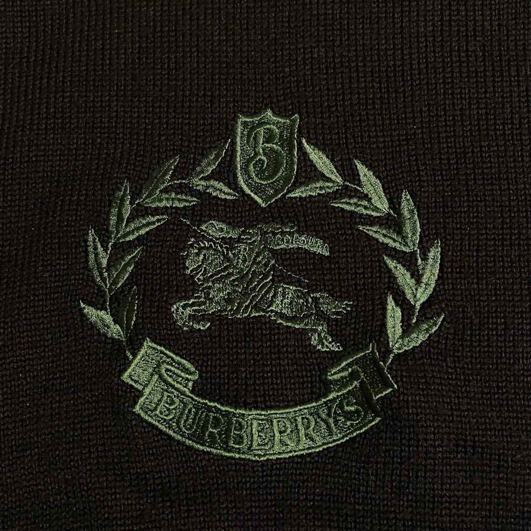 Burberrys ホースロゴ 刺繍 ネイビー×グリーン M ニットセーター