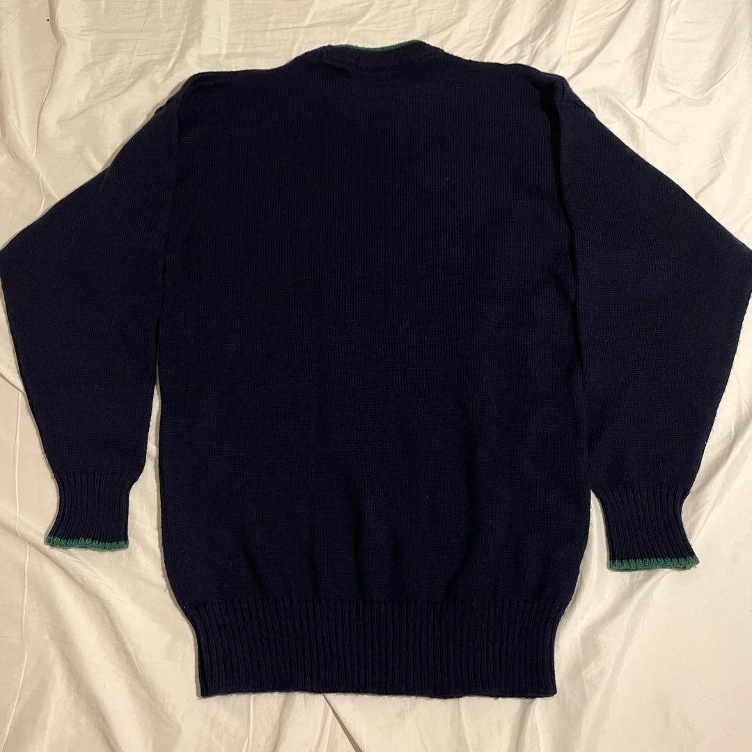 Burberrys ホースロゴ 刺繍 ネイビー×グリーン M ニットセーター