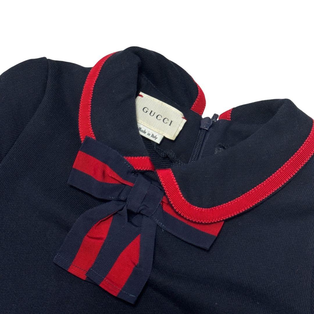 現行タグ 美品 GUCCI カットソー ワンピース シェリーライン リボン