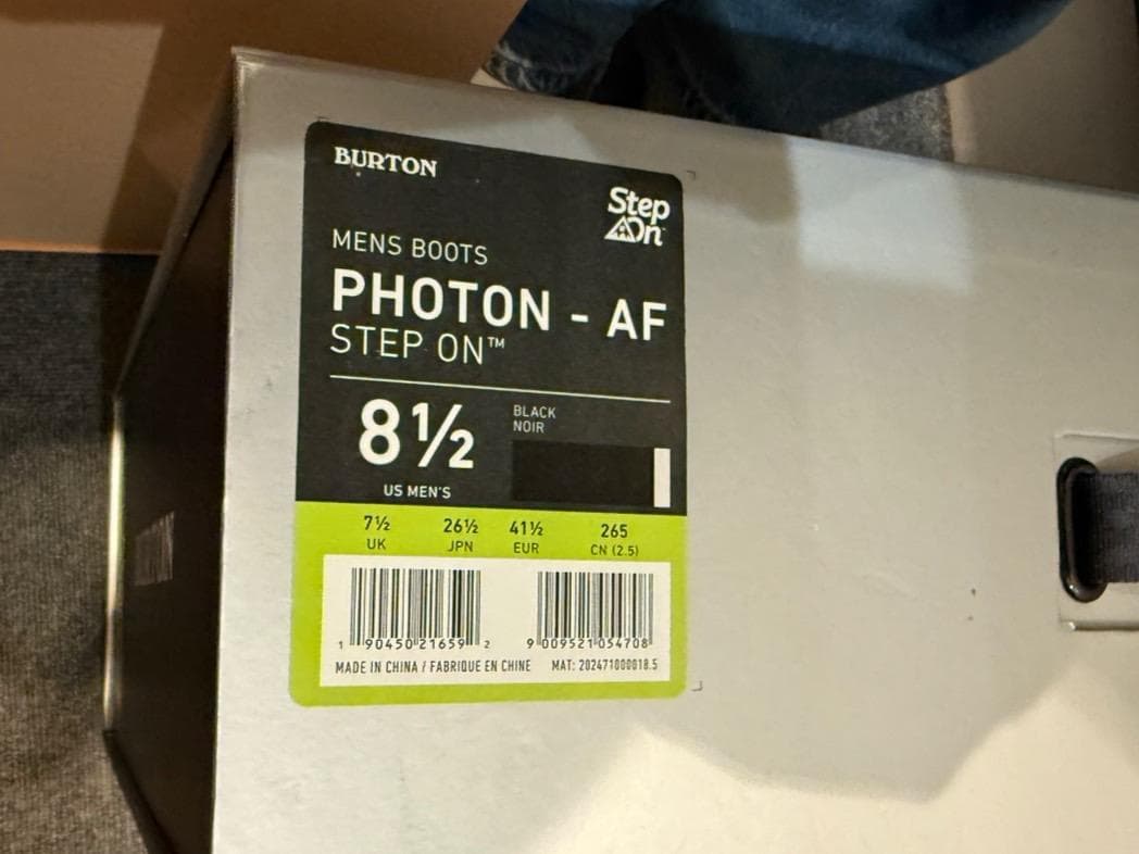 【新品】BURTON PHOTON-AF 26.5cm 8.5 ステップオン