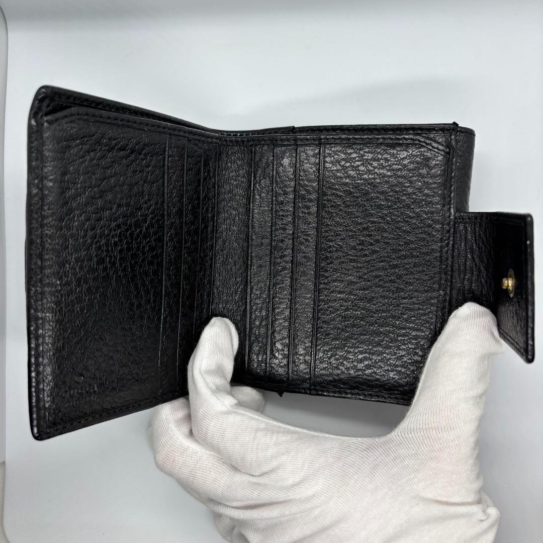 GUCCI 二つ折り財布 マーモント Wホック レザー 黒 男女兼用 正規品