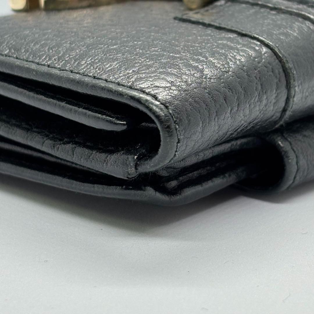 GUCCI 二つ折り財布 マーモント Wホック レザー 黒 男女兼用 正規品