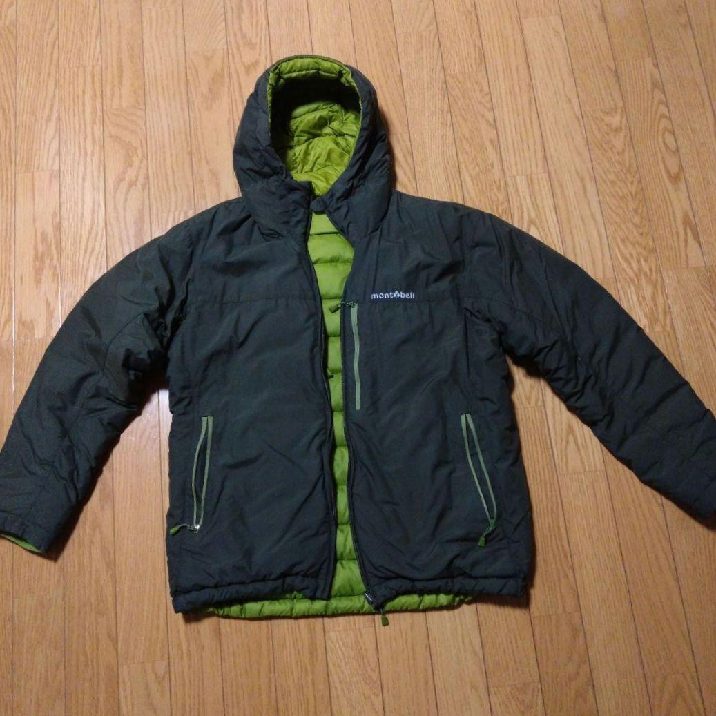 mont-bell リバーシブル　フード付きダウンジャケット カーキ/グリーン