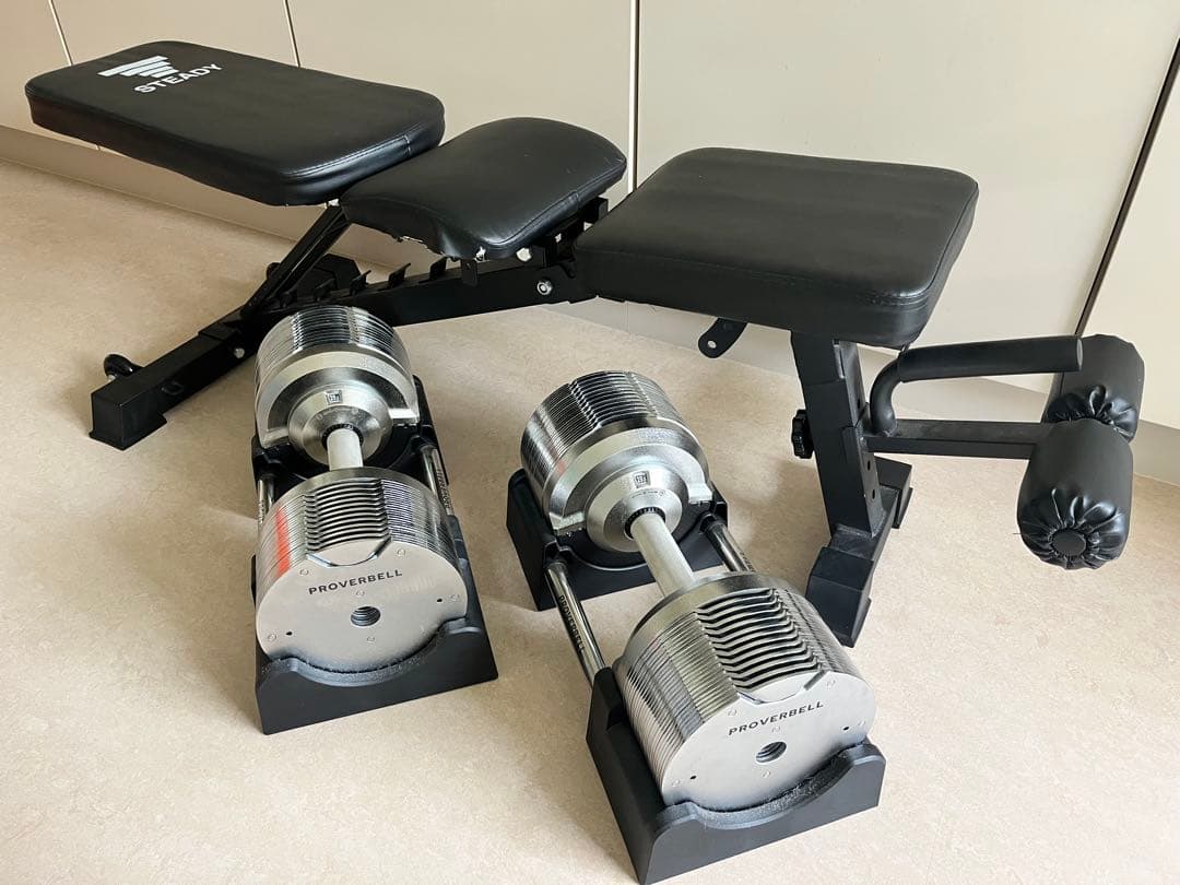 ダンベル41.5kg×2個とベンチ ダンベル41.5kg×2個とベンチ プロバーベル 可変式ダンベル41.5kg×2個+