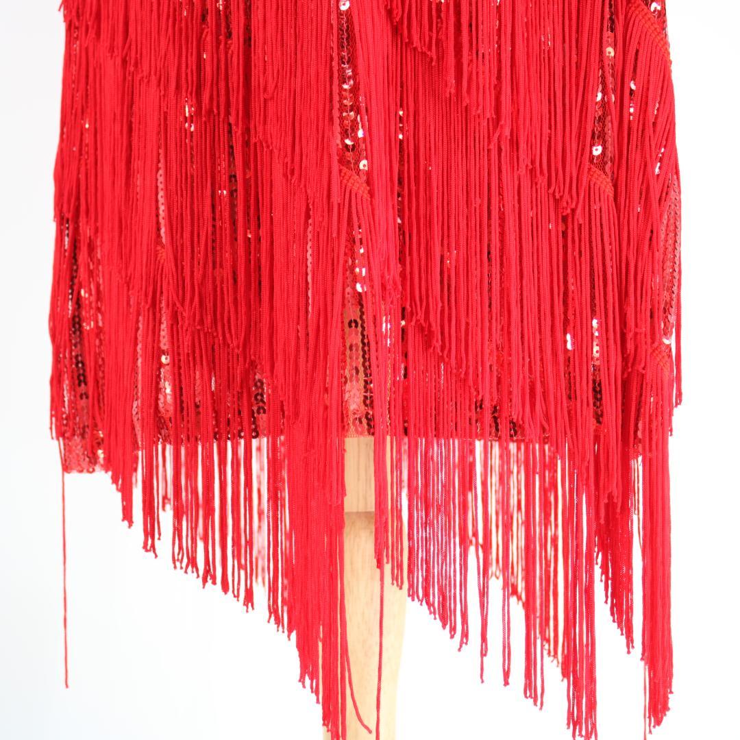 【美品 社交ダンス衣装】レッド xinpanrong ラテン ワンピース ドレス