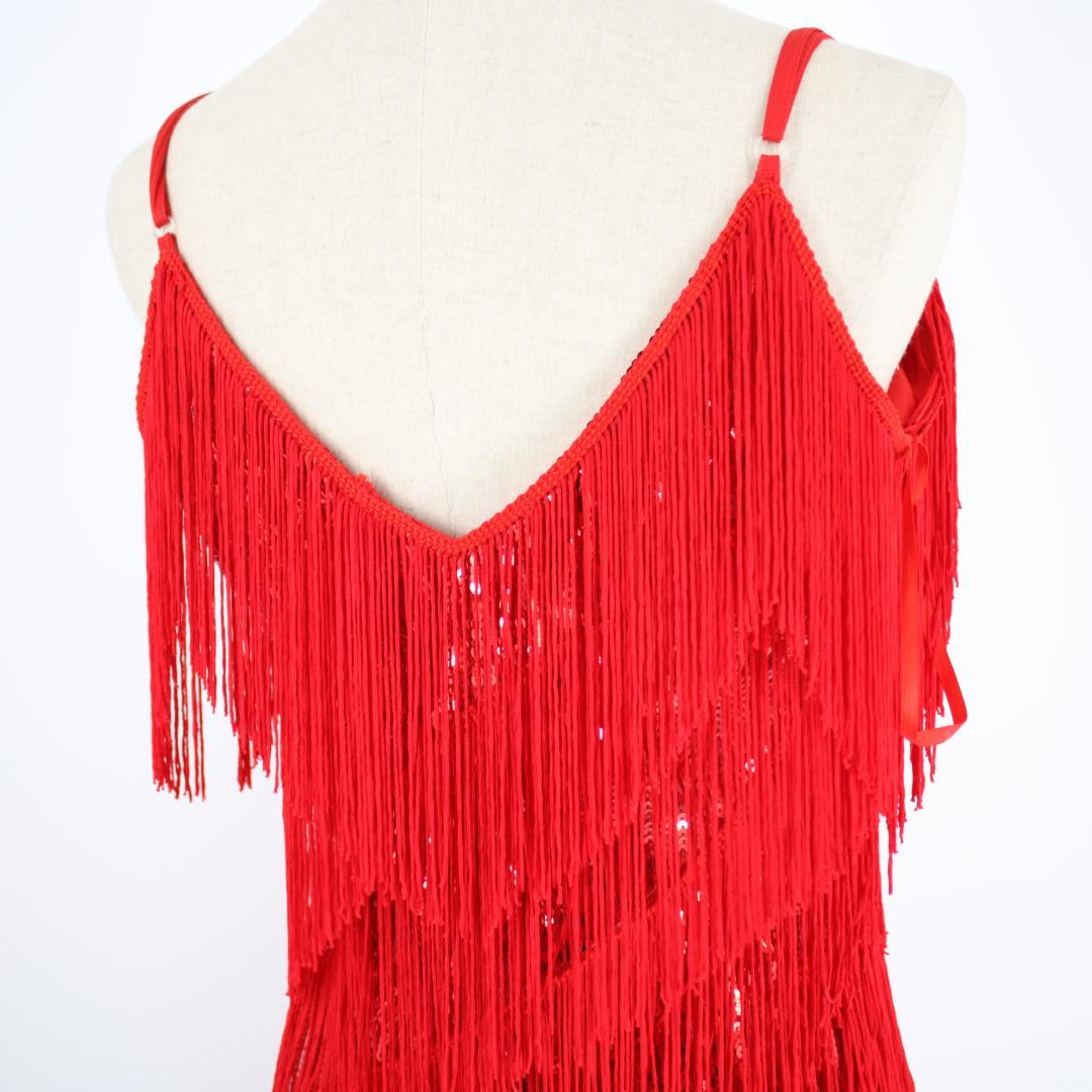 【美品 社交ダンス衣装】レッド xinpanrong ラテン ワンピース ドレス