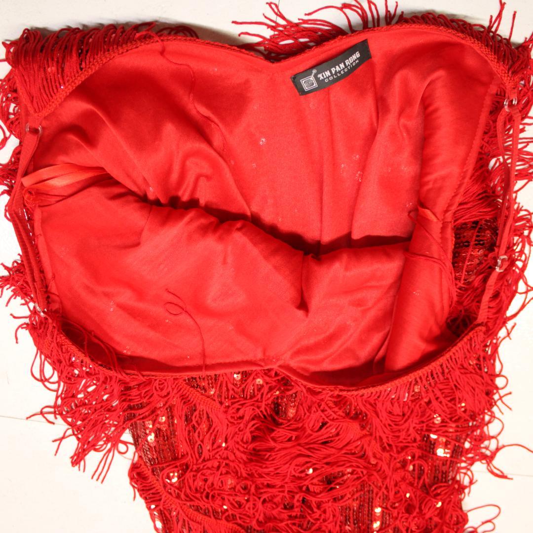 【美品 社交ダンス衣装】レッド xinpanrong ラテン ワンピース ドレス