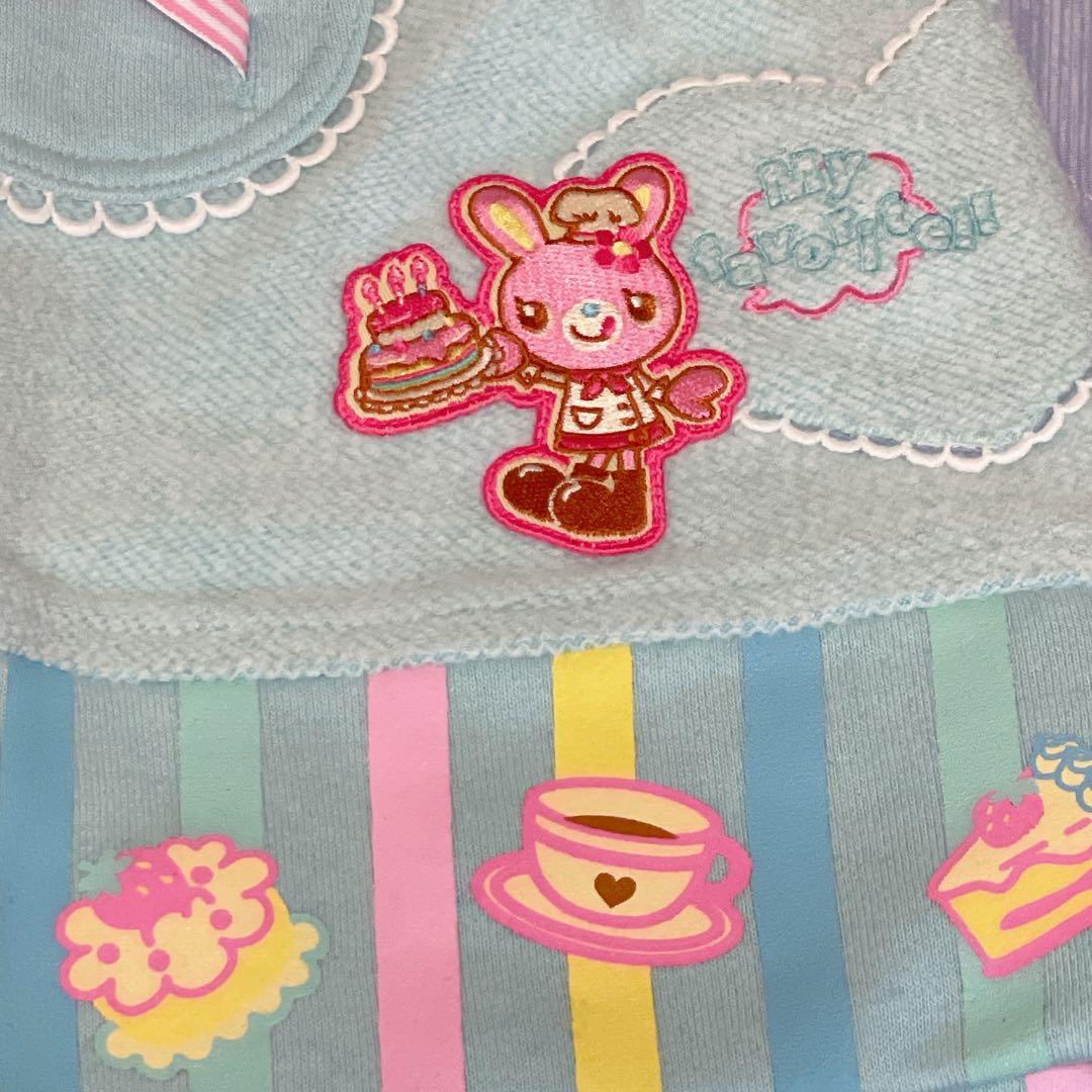 新品 メゾピアノ ミミポポスカート 水色 リボン 刺繍 平成レトロ 110