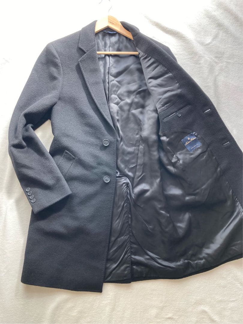 ブルックスブラザーズ キャメル100 チェスターコート 黒 50 イタリア製