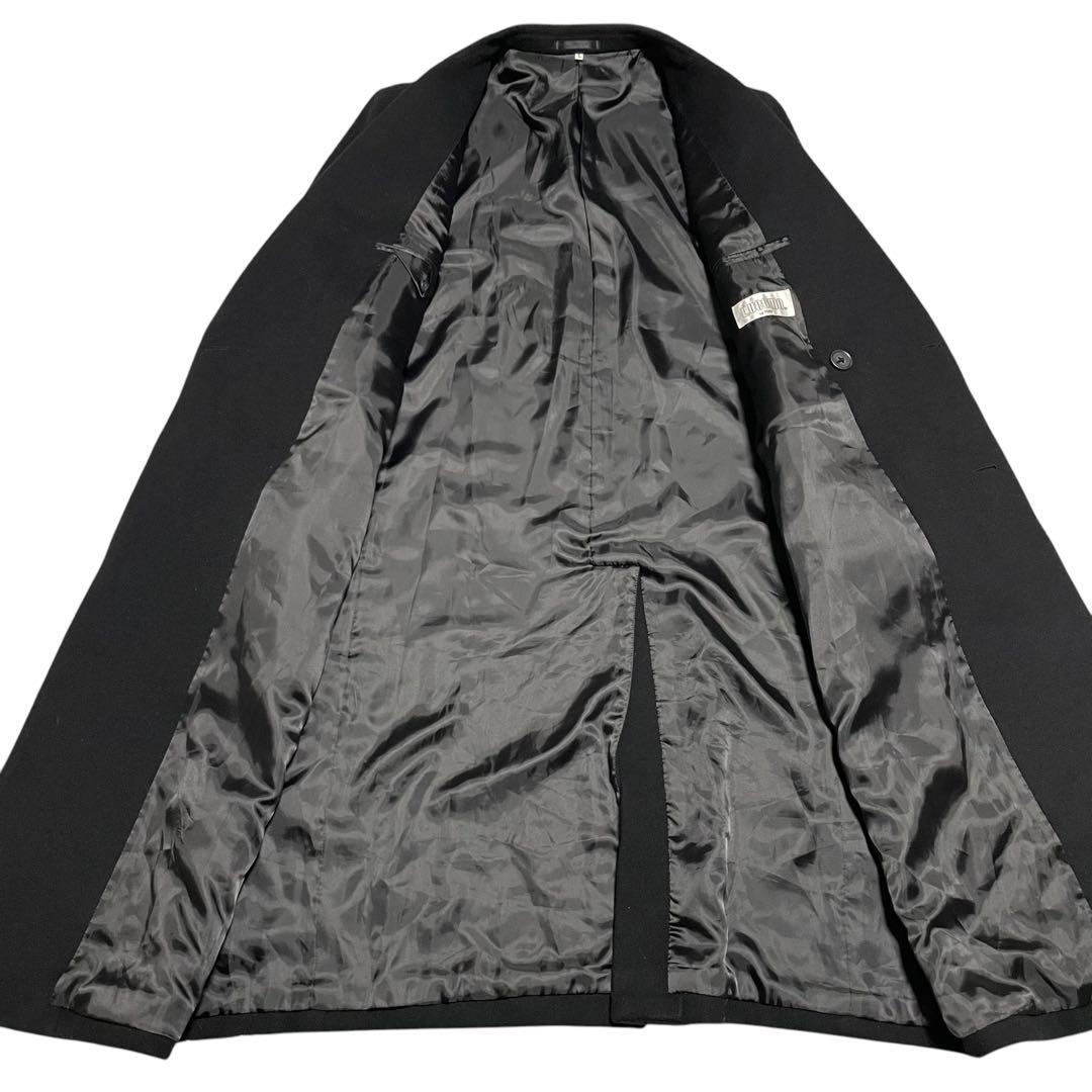 カシミヤ混×大きいサイズ【TORII】マキシ丈ダブルチェスターコート 黒 XL