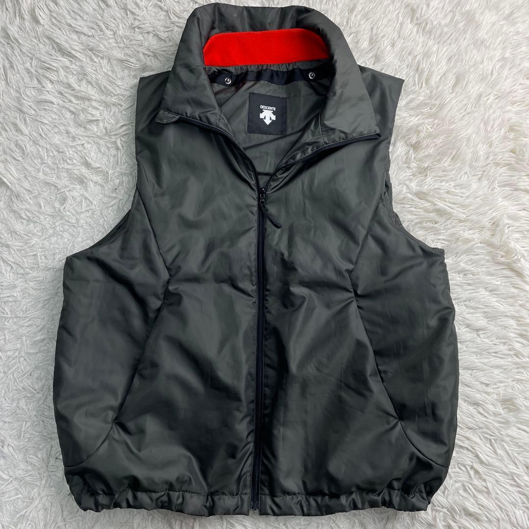 美品 Lサイズ DESCENTE スタンドカラーコート 着脱パファーベスト 撥水
