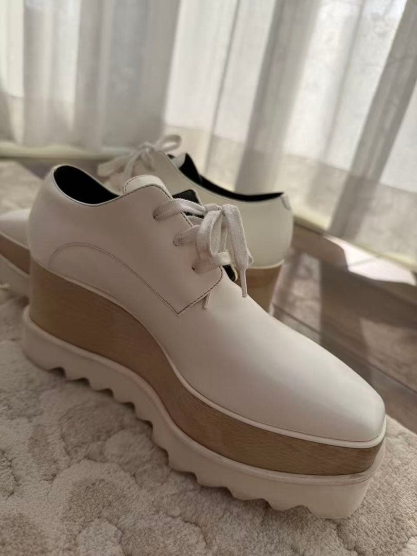 ステラマッカートニー　ホワイトレザー ウェッジソール スニーカー