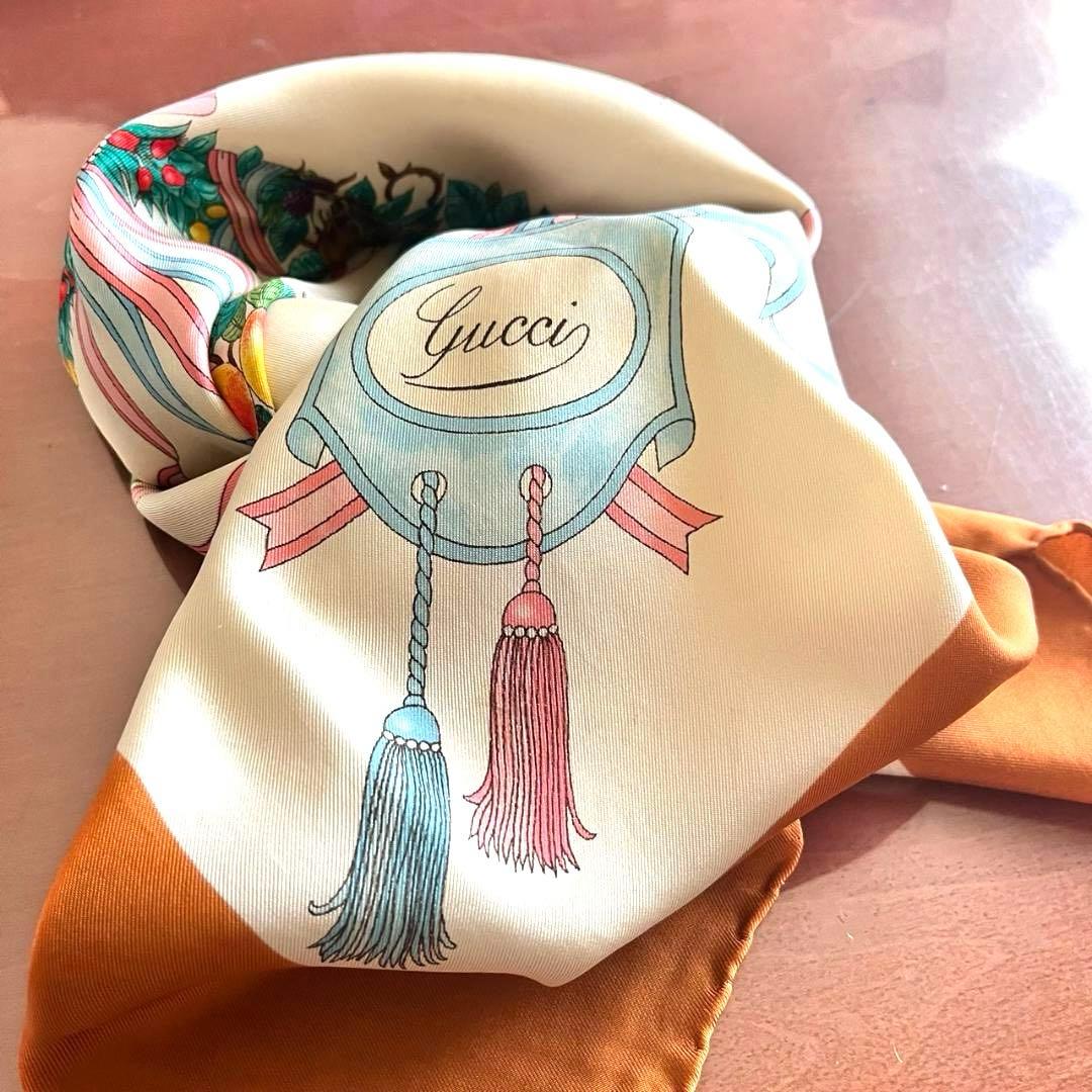 GUCCI スカーフ シルク ボタニカル フローラ 大判スカーフ オールド