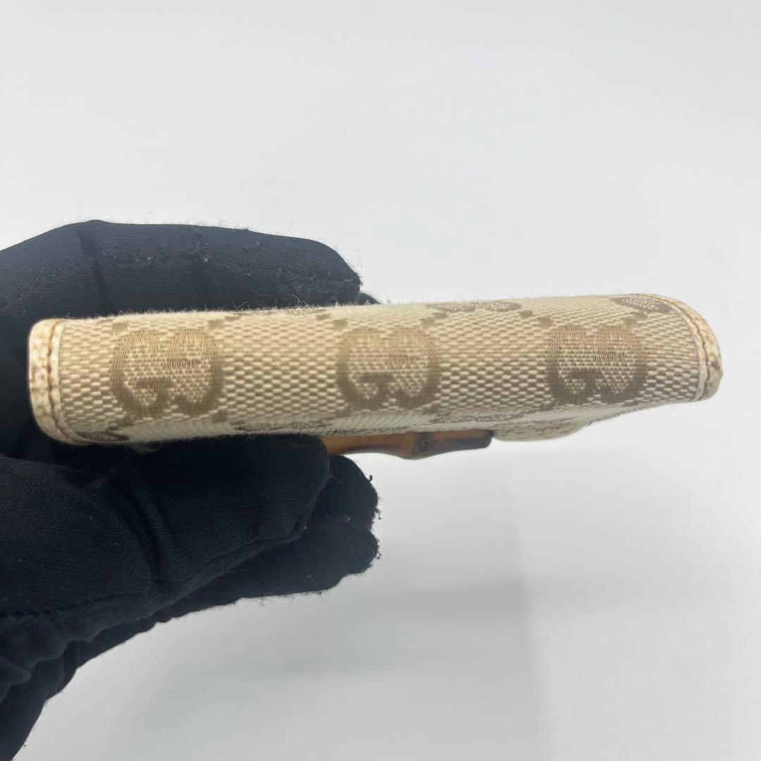 新品同様　Gucci GG柄　キャンバス　バンブー　6連　キーケース