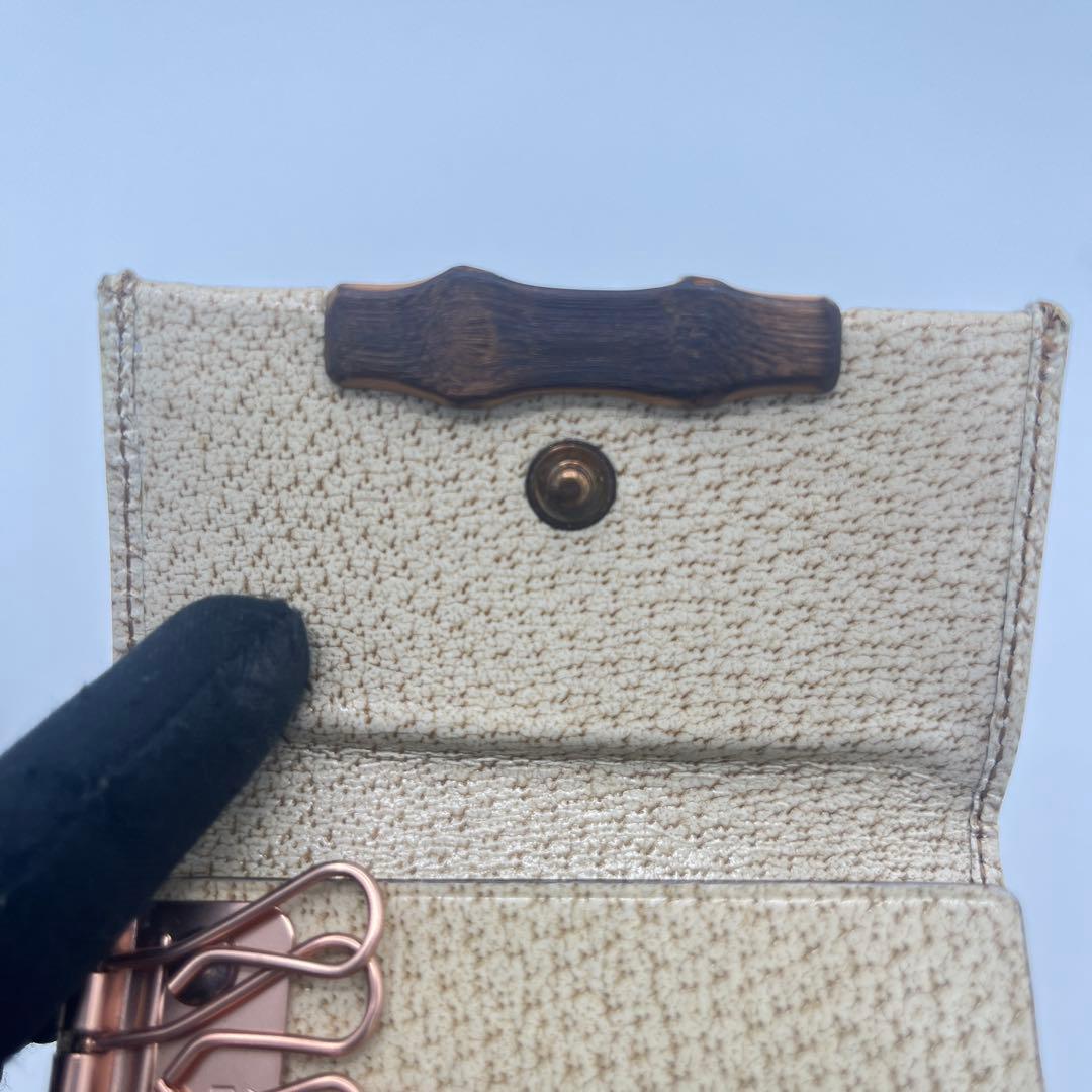 新品同様　Gucci GG柄　キャンバス　バンブー　6連　キーケース