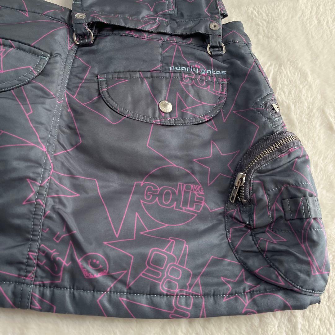 パーリーゲイツ ゴルフ ポーチ付き中綿スカート ロゴワッペン 星柄