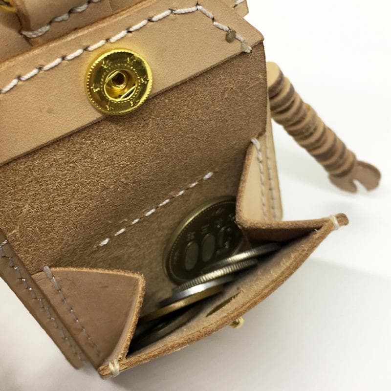 【本革】ケース 小銭入れ ロボット 赤色 レザー カードケース
