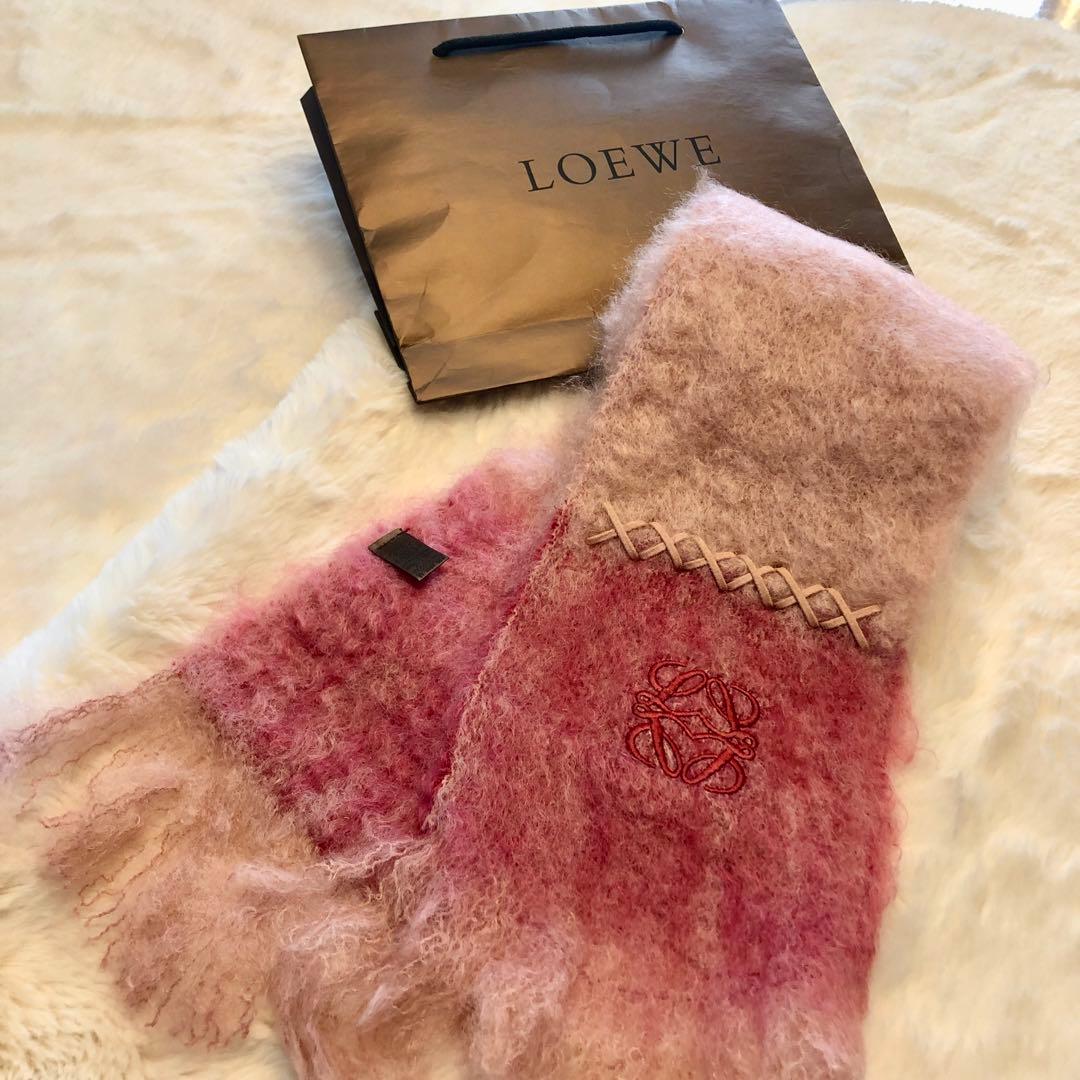 LOEWE 【ロエベアナグラム】モヘアマフラー ♡ふわふわ♡ピンク