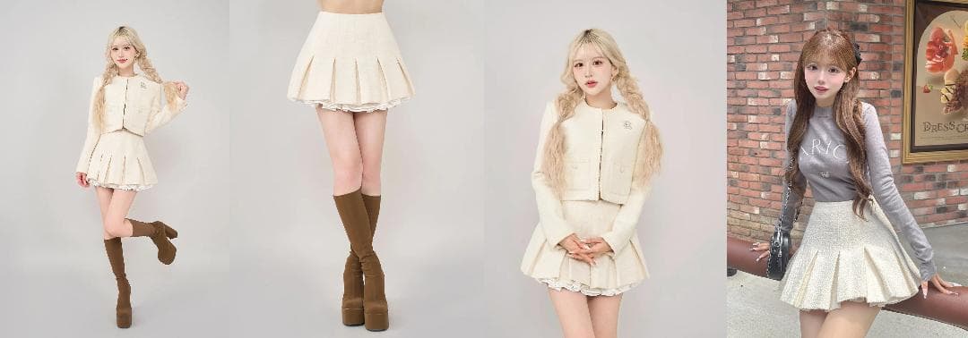 ダーリッチ darich スパンコールツイードミニスカート アイボリー S