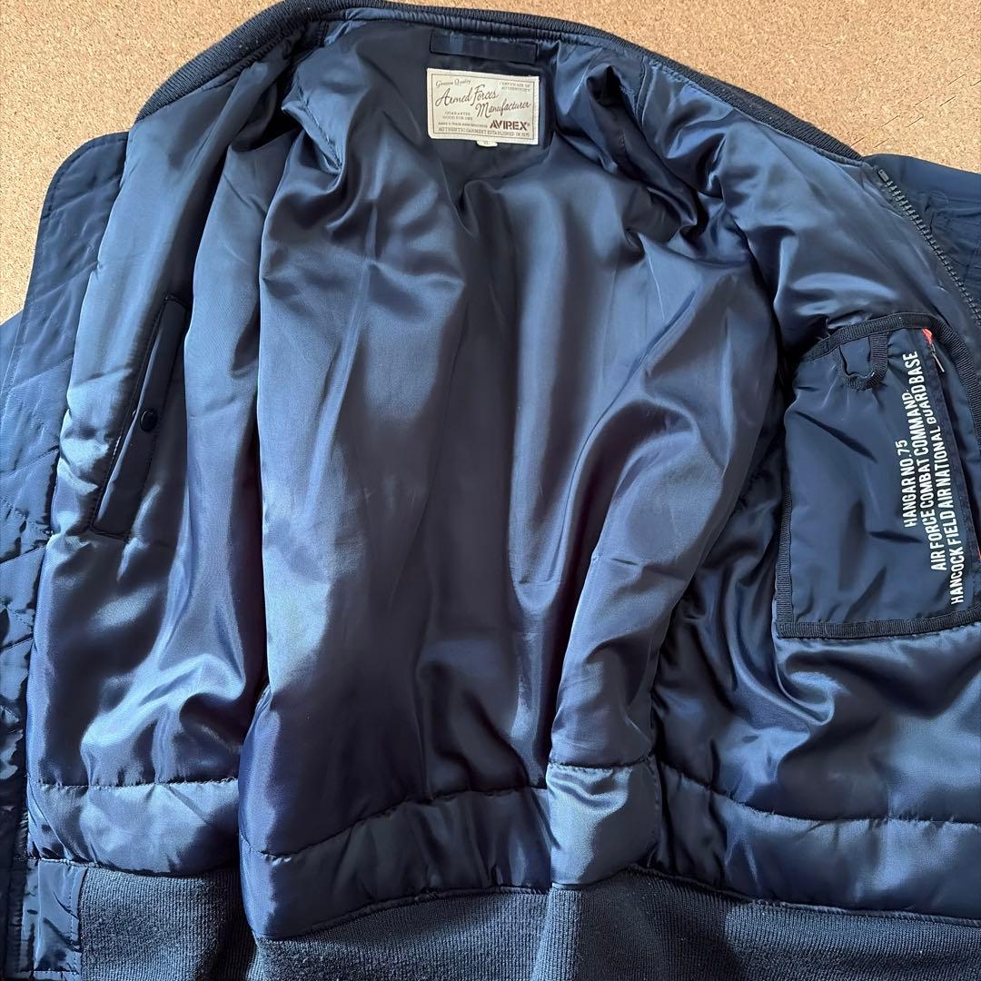 希少 アヴィレックス MA-1 フライトジャケット N.Y.A.N.G 刺繍 紺