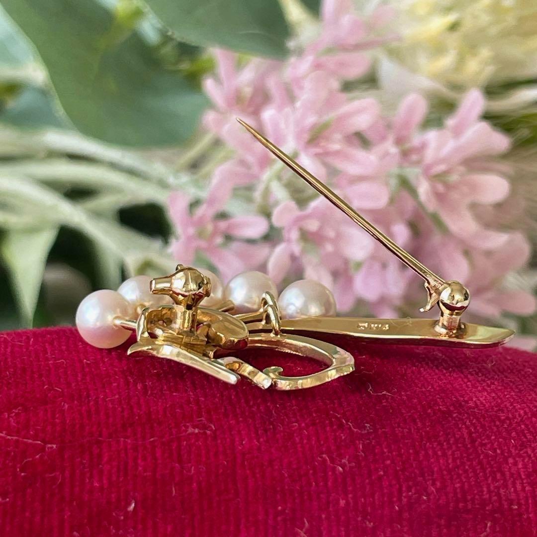 極美品 ミキモトMIKIMOTO パール ブローチ ゴールド K14 人気