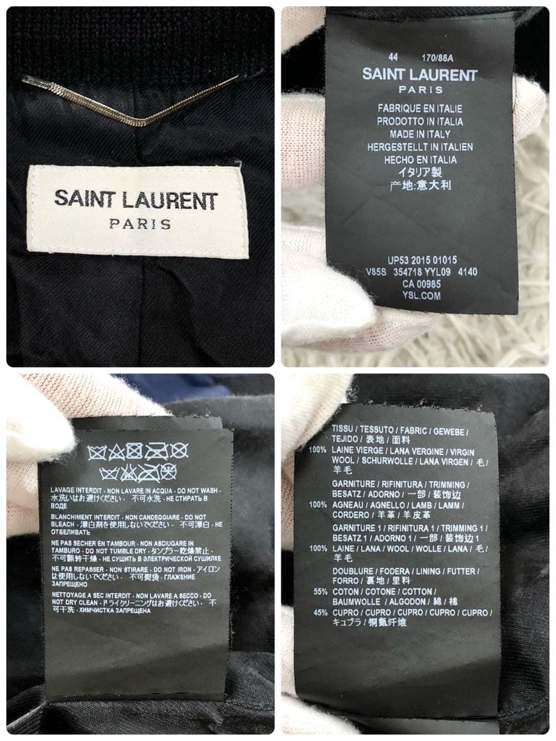 【美品 エディ期】 サンローラン テディジャケット レザー ネイビー 44