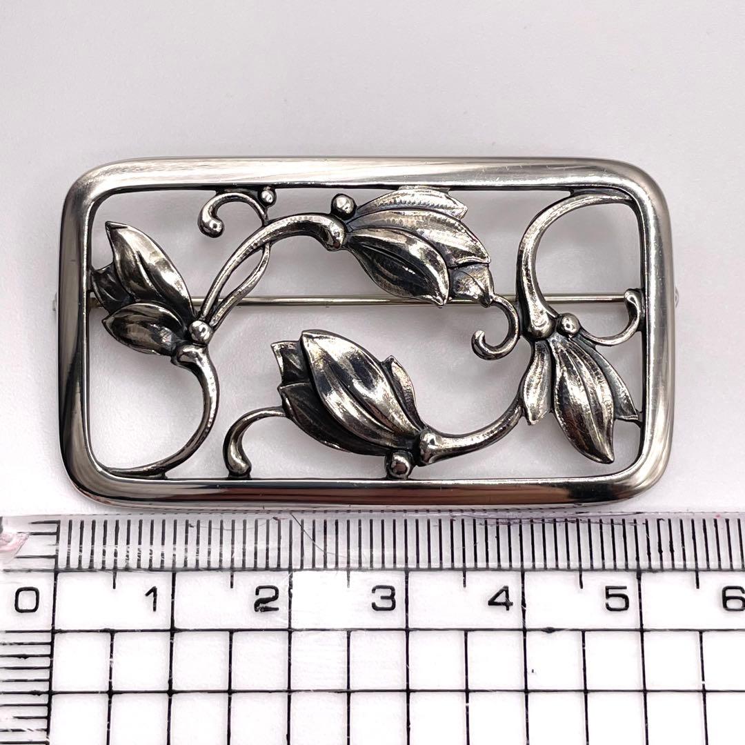 美品 ジョージジェンセン ブローチ 295 フラワー ヴィンテージ リーフ